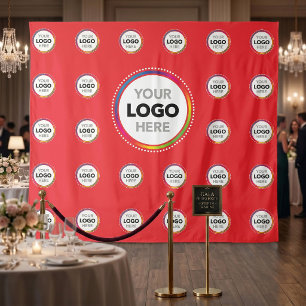 Red Business Logo Backdrop Promo Photo Wall Tapestry