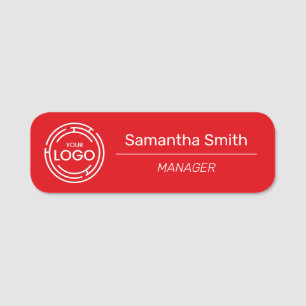Red Business Logo Employee Name Tag