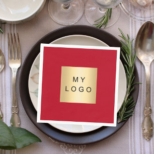 Red business logo napkin