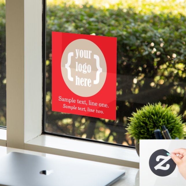 Red Business Logo Sign Display w/ Tagline (Office)
