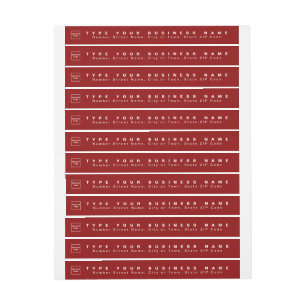 Red Business Return Address Slim Wrap Around Label