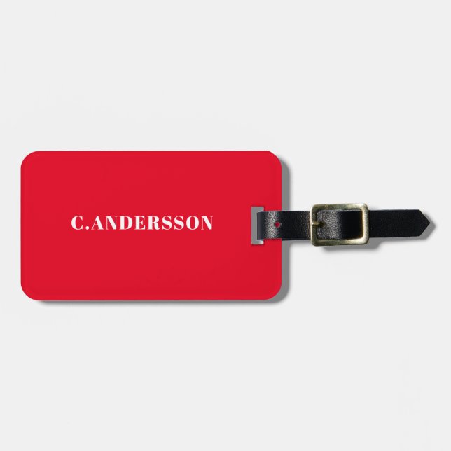 Red business sharp acrylic luggage tag (Front Horizontal)