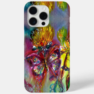 RED BUTTERFLIES ON YELLOW THISTLES,BLUE SKY Floral iPhone 15 Pro Max Case
