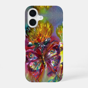 RED BUTTERFLIES ON YELLOW THISTLES,BLUE SKY Floral iPhone 16 Case