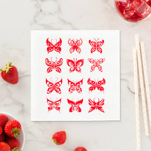 Red Butterflies Paper Napkins