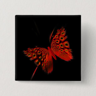 Red Butterfly 2 Inch Square Button