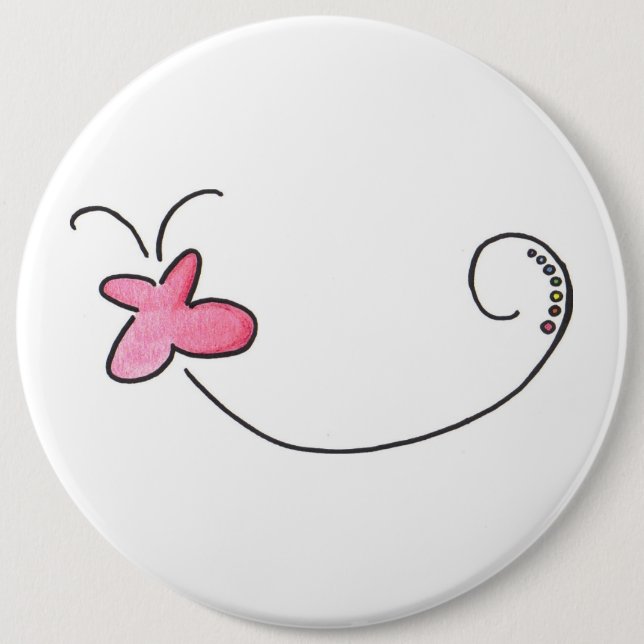 Red butterfly 6 inch round button (Front)
