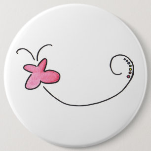 Red butterfly 6 inch round button