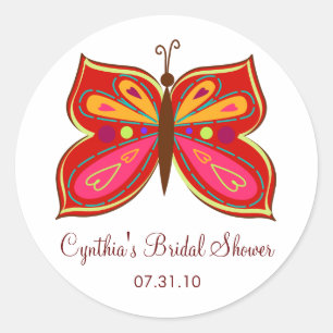 Red Butterfly Favour Tags / Cupcake Topper Sticker