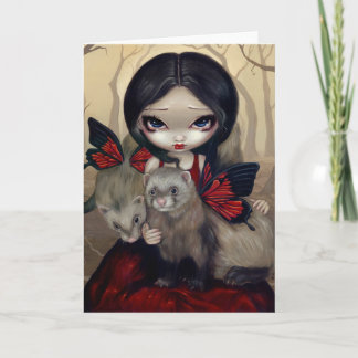 "Red Butterfly Ferrets" Greeting Card