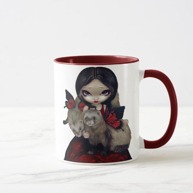 "Red Butterfly Ferrets" Mug (Right)