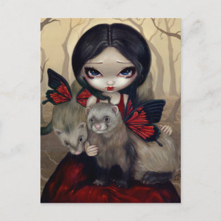 "Red Butterfly Ferrets" Postcard
