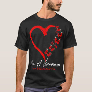 Red Butterfly Heart I'm A Survivor Heart Disease A T-Shirt