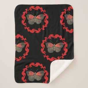 Red Butterfly in a Circle of Fire – Symbol of Pass Sherpa Blanket