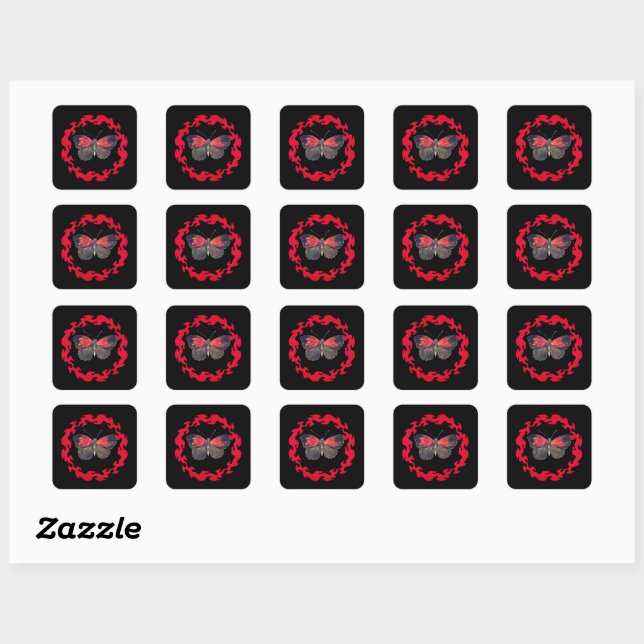 Red Butterfly in a Circle of Fire – Symbol of Pass Square Sticker (Sheet)