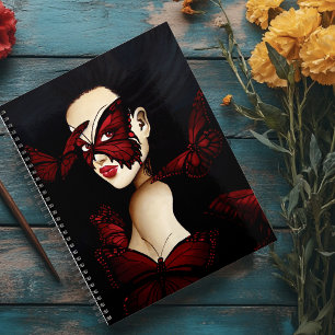 Red Butterfly Masquerade Woman Gothic Fantasy Planner