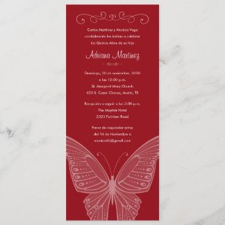 Red Butterfly Quinceanera Invitations