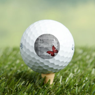 Red Butterfly Rustic Golf Balls