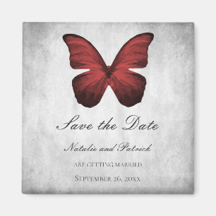 Red Butterfly Save the Date Magnet