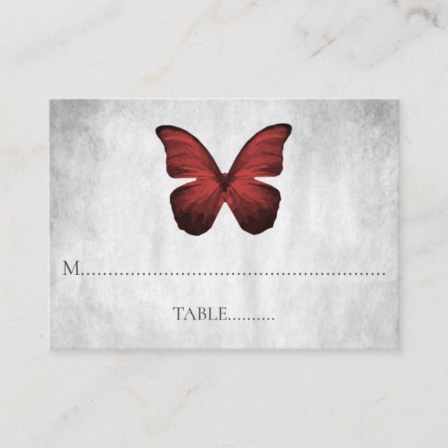 Red Butterfly Wedding Place Cards (Front)