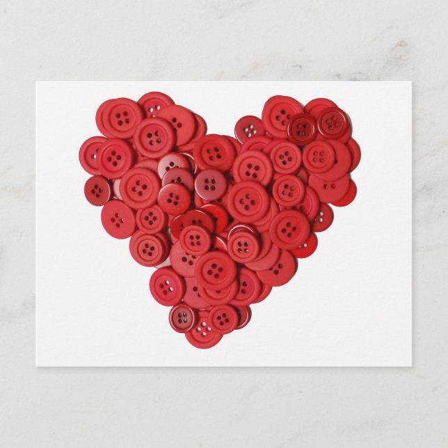 Red Button Heart Postcard (Front)