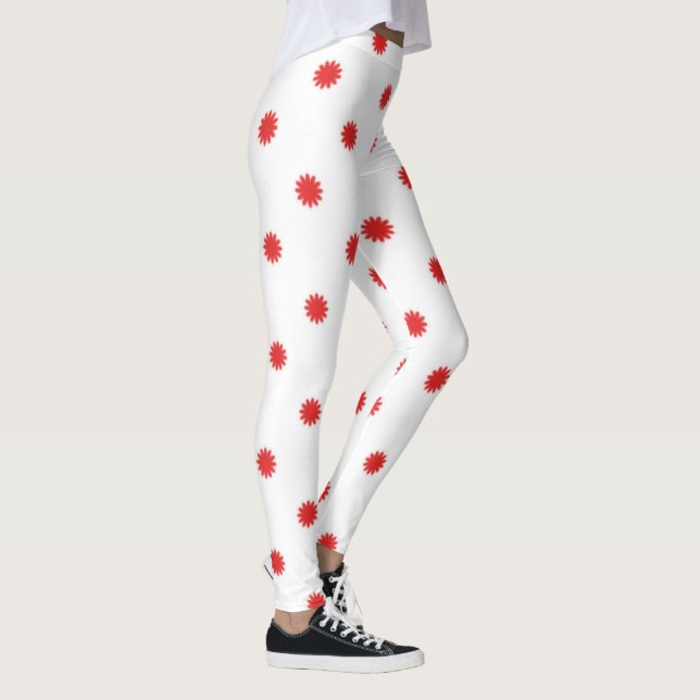 Red Button Snowflake Womens Custom Leggings (Right)