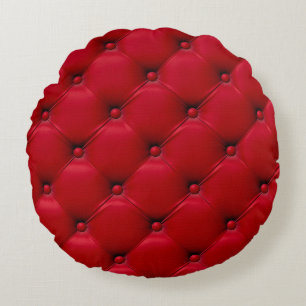 Red buttoned texture: repeating pattern. round pillow