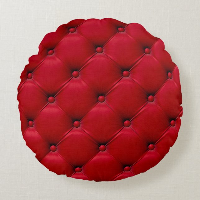 Red buttoned texture: repeating pattern. round pillow (Front)