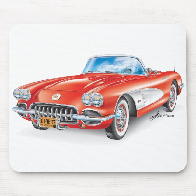 Red C1 Illustration by Edward Eksi Mouse Pad (Front)