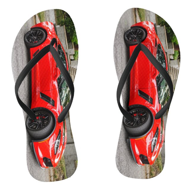 Red C7 Chevrolet Corvette Flip Flops (Footbed)
