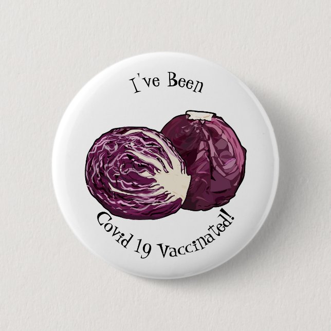 Red cabbage cartoon illustration 2 inch round button (Front)