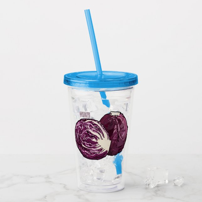 Red cabbage cartoon illustration  acrylic tumbler (Front Ice)