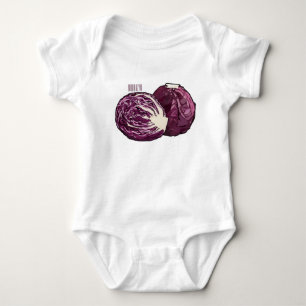Red cabbage cartoon illustration  baby bodysuit