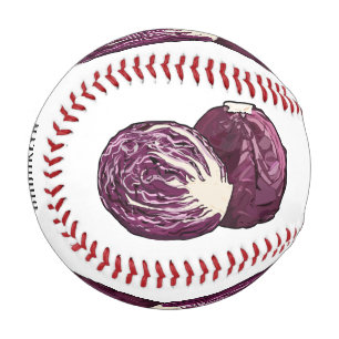 Red cabbage cartoon illustration  baseball