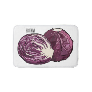 Red cabbage cartoon illustration  bath mat