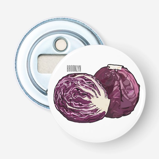 Red cabbage cartoon illustration  bottle opener (Front)