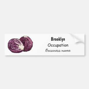 Red cabbage cartoon illustration bumper sticker