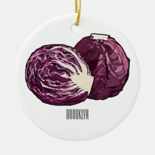 Red cabbage cartoon illustration ceramic ornament