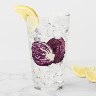 Red cabbage cartoon illustration glass