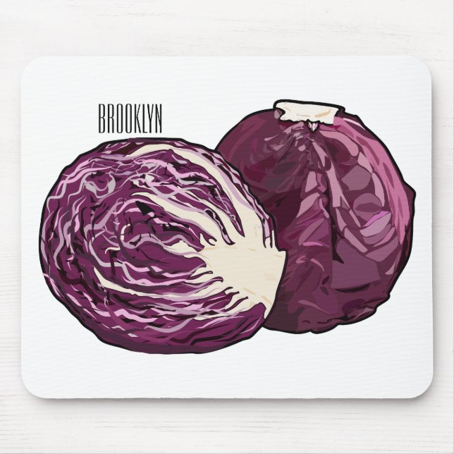 Red cabbage cartoon illustration  mouse pad (Front)