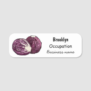 Red cabbage cartoon illustration name tag