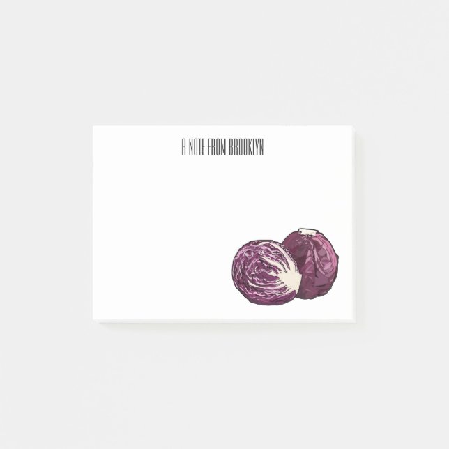 Red cabbage cartoon illustration  post-it notes (Front)