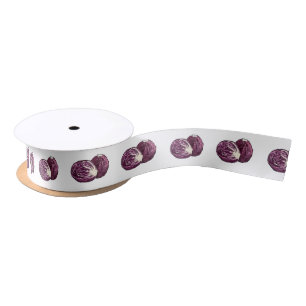 Red cabbage cartoon illustration satin ribbon