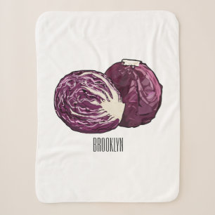 Red cabbage cartoon illustration sherpa blanket