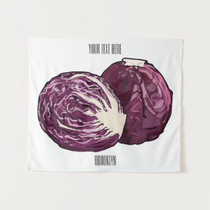 Red cabbage cartoon illustration tapestry