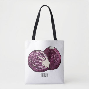 Red cabbage cartoon illustration tote bag