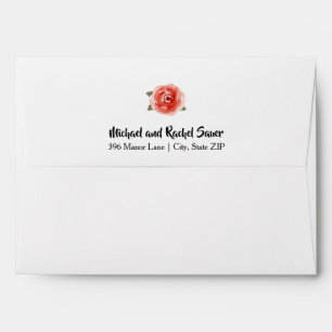 Red Cabbage Roses on Envelope Flap