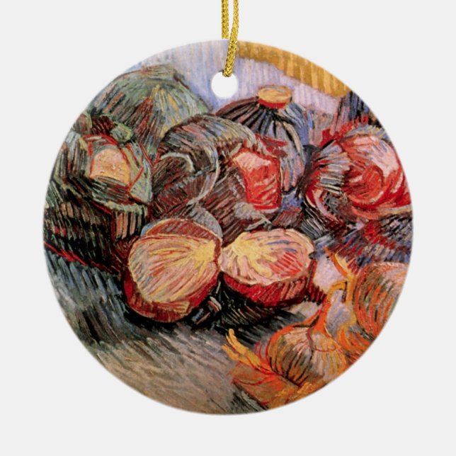 Red Cabbages and Onions by Vincent van Gogh Ceramic Ornament (Front)