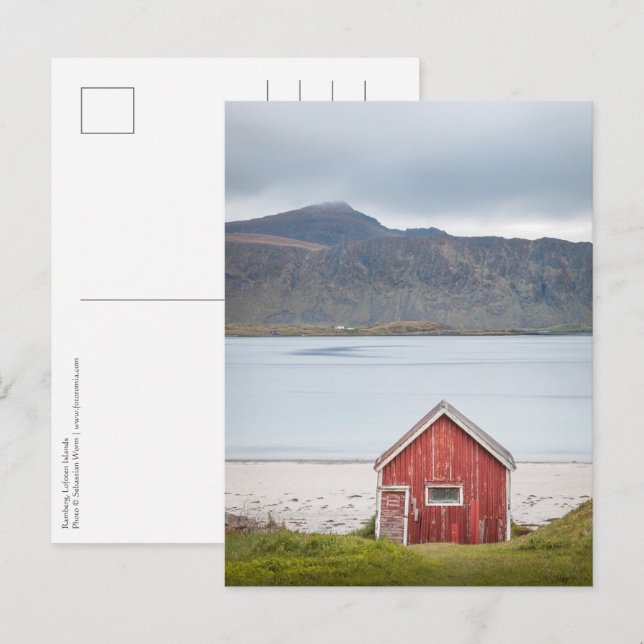 Red Cabin Ramberg Lofoten Postcard (Front/Back)