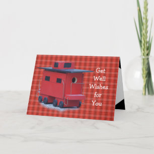 Red Caboose on Red Plaid- customize any occasion Card
